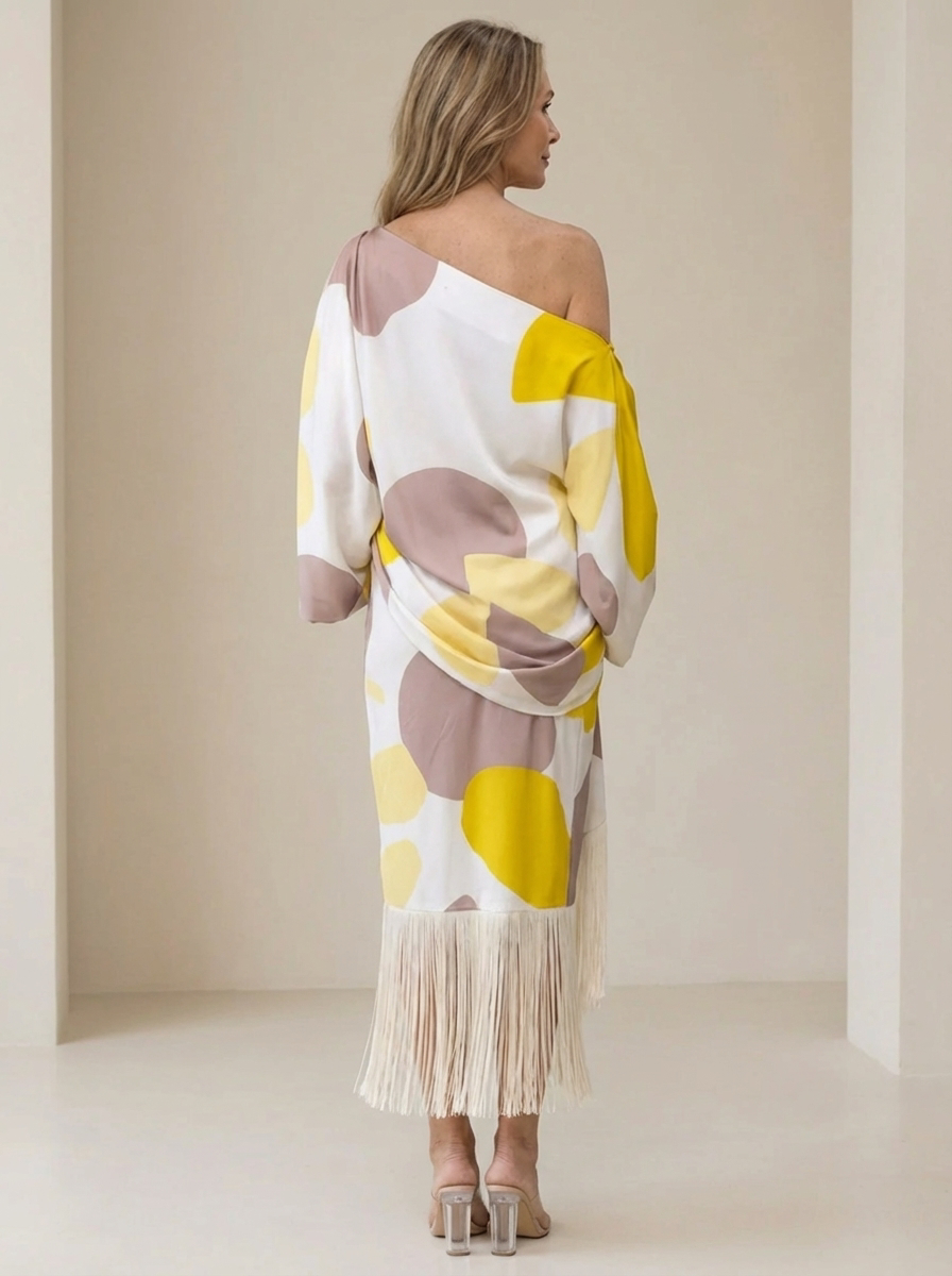Haveth™ - Robe Femme Élégante Franges et Coupe Asymétrique Chic