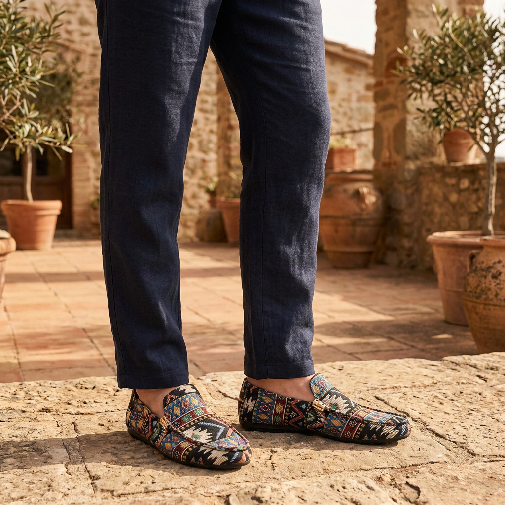 Mathis - Mocassins homme confort à motif ethnique
