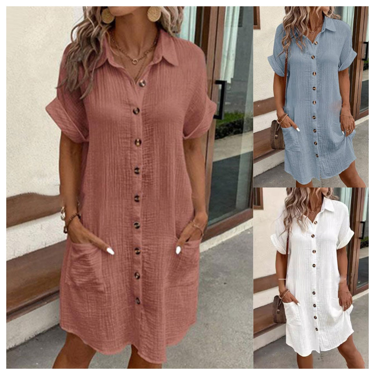 Nerina™ - Robe Chemise Décontractée Boutonnée