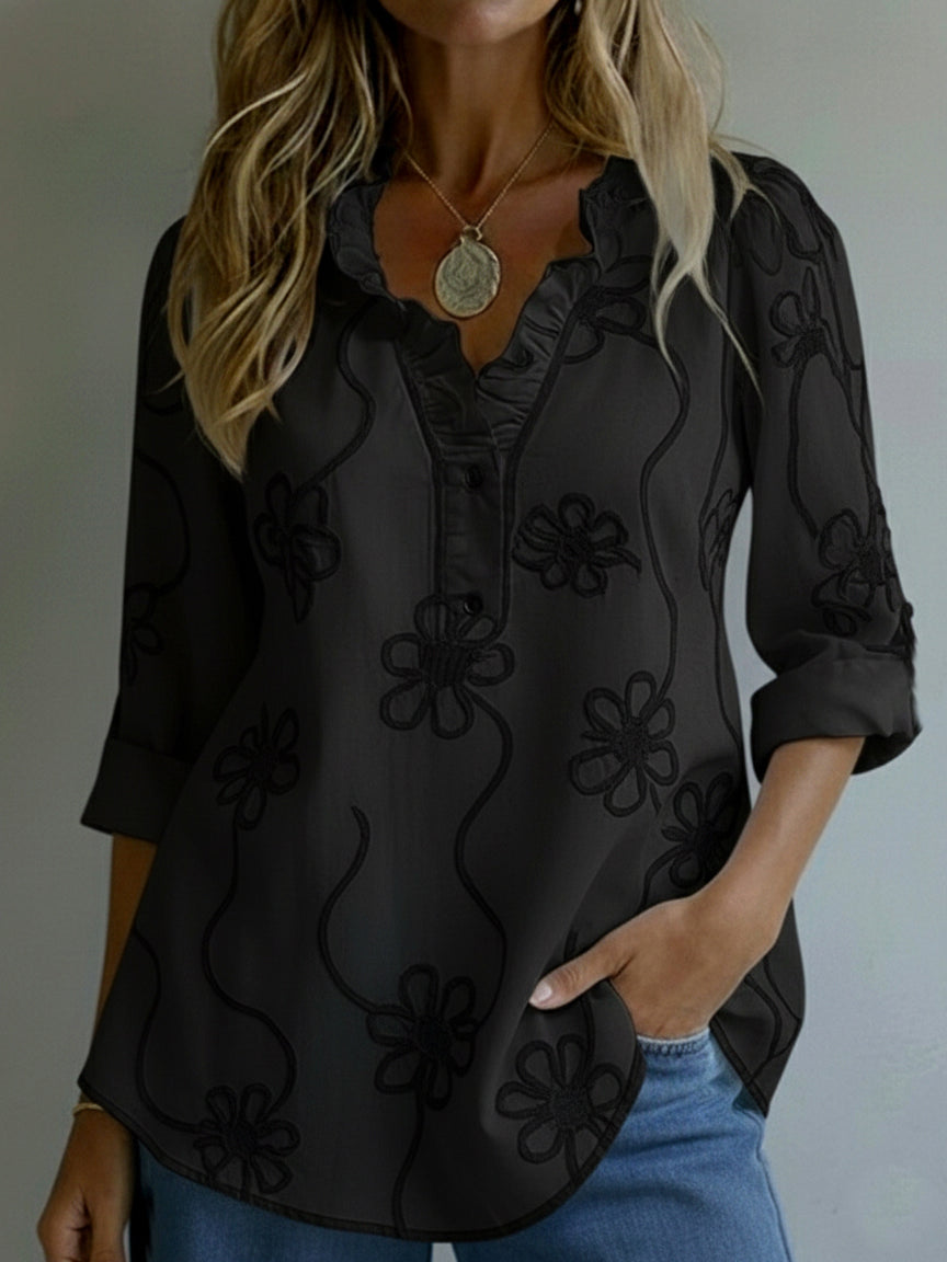 Belora™ - Chemise Printemps Élégance Florale