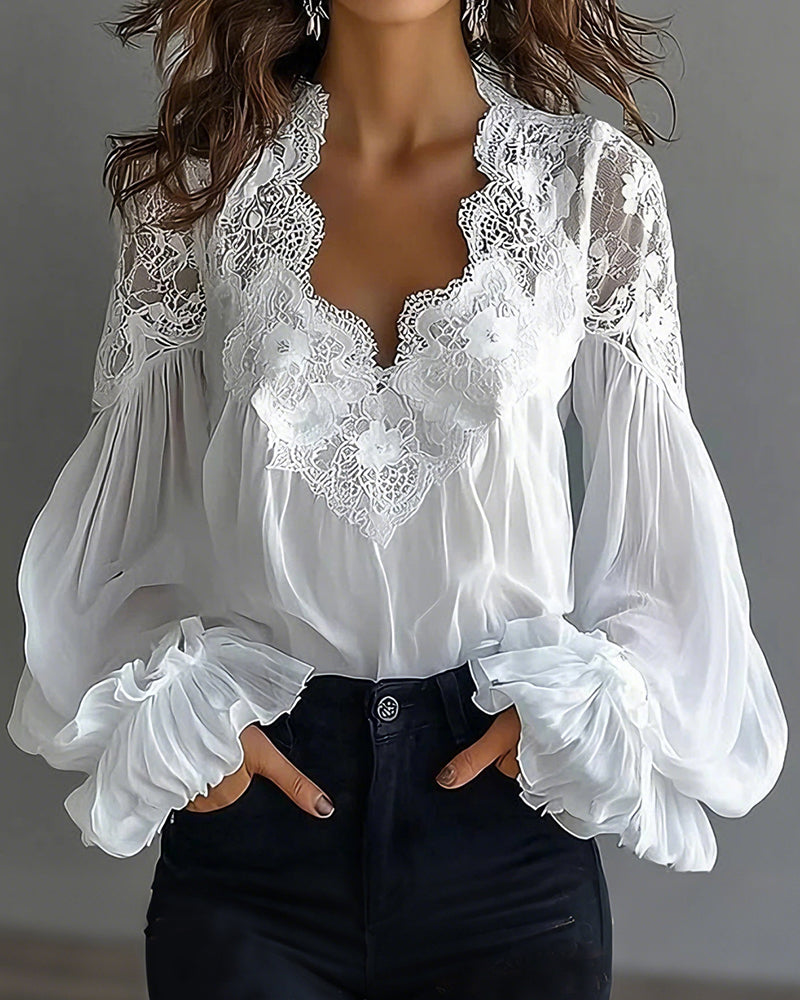 Ilvara™ - Blouse Dentelle Élégante Femme