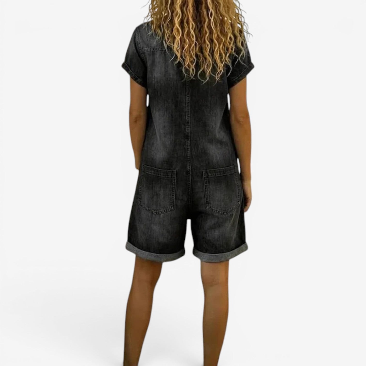 Rovellea™ - Combinaison femme courte denim ample boutons été casual