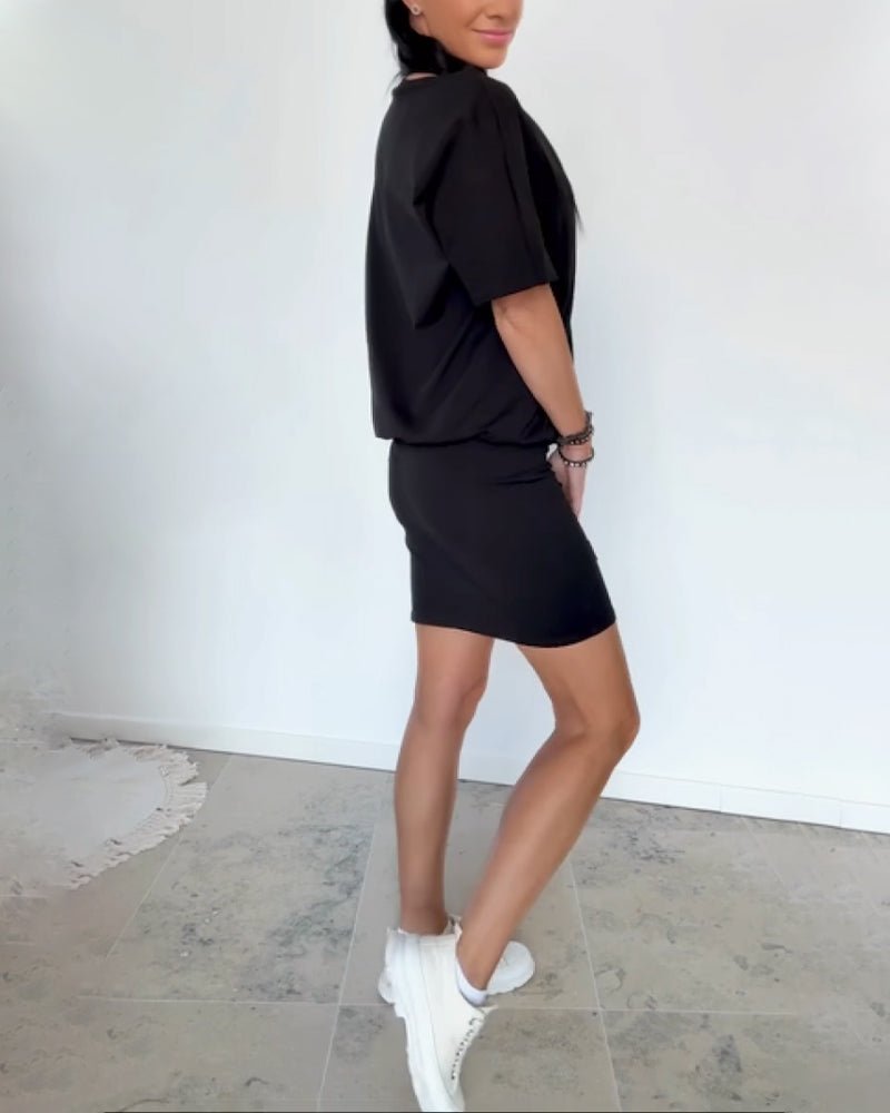 Demyra - Robe courte femme stretch noire style casual chic