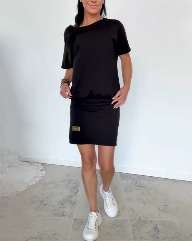 Demyra - Robe courte femme stretch noire style casual chic
