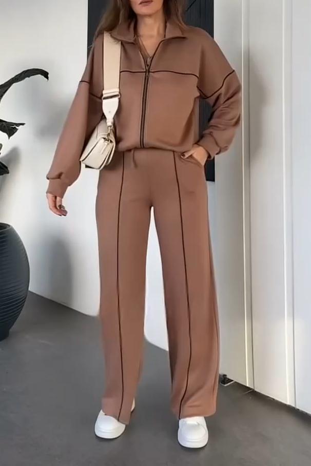 Mariska™ - Ensemble Décontracté Femme à Rayures Contrastées