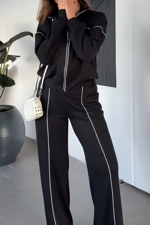 Mariska™ - Ensemble Décontracté Femme à Rayures Contrastées