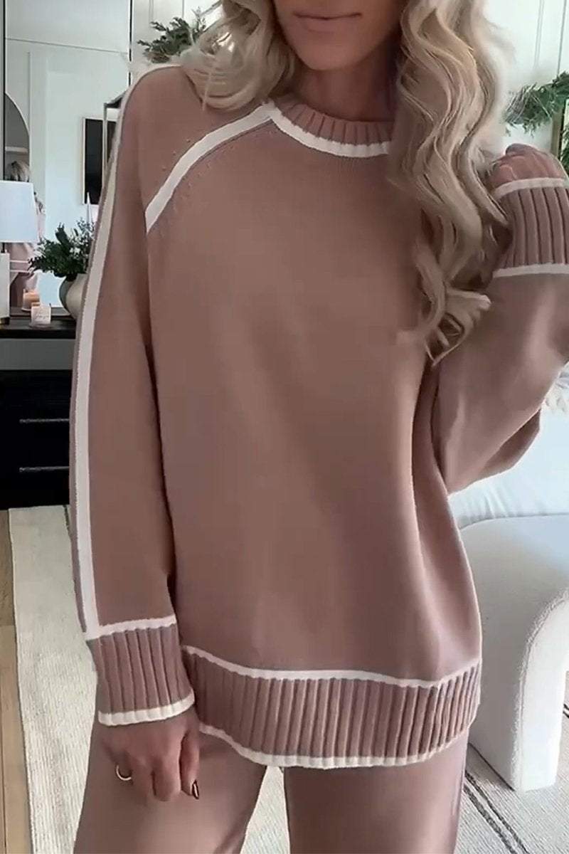 Arlette™ - Ensemble Deux Pièces Contrasté à Col Rond