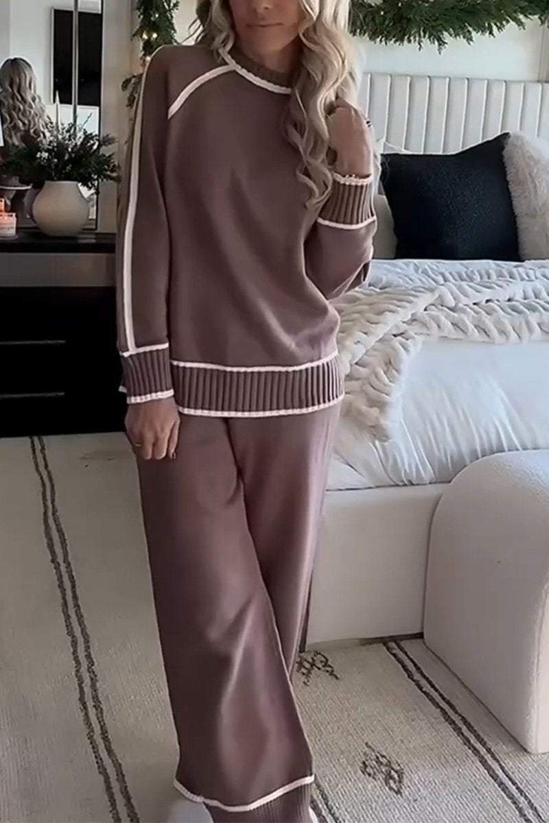 Arlette™ - Ensemble Deux Pièces Contrasté à Col Rond