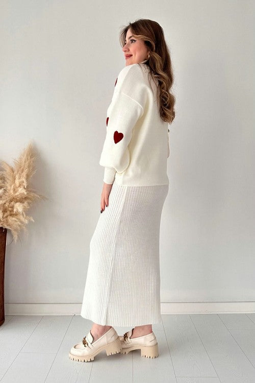 Annette™ - Ensemble Tendance Cœur et Jupe Taille Haute