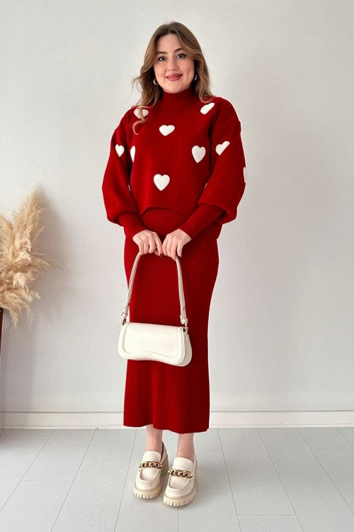 Annette™ - Ensemble Tendance Cœur et Jupe Taille Haute