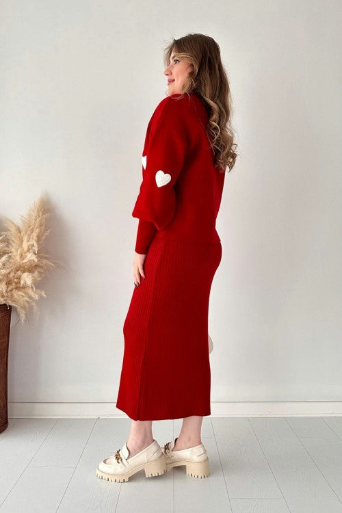 Annette™ - Ensemble Tendance Cœur et Jupe Taille Haute