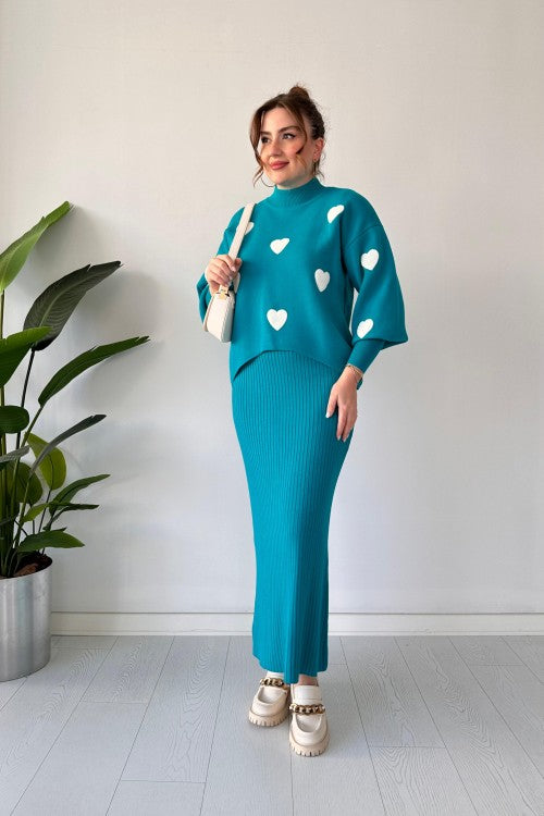 Annette™ - Ensemble Tendance Cœur et Jupe Taille Haute