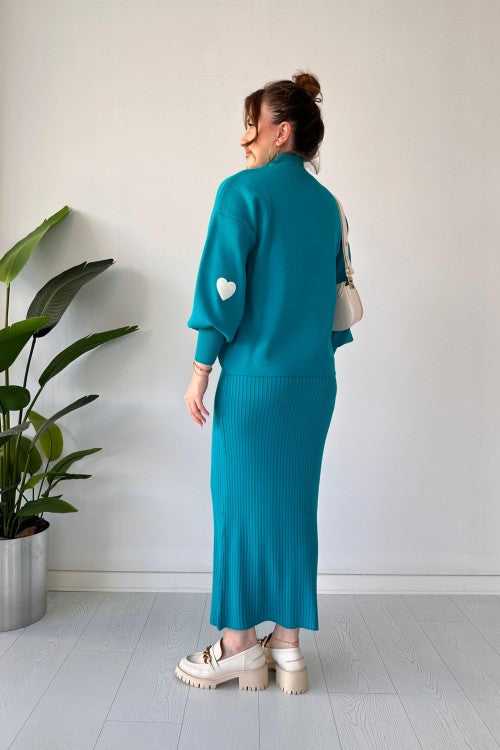 Annette™ - Ensemble Tendance Cœur et Jupe Taille Haute