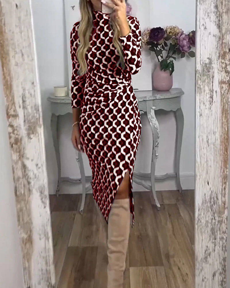 Camille™ - Robe slim vintage à col rond