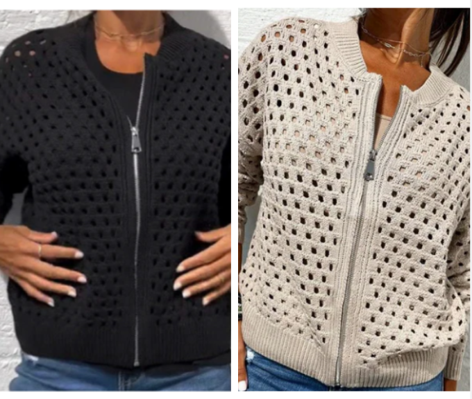 Florence™ - Veste Tricotée pour Femme avec Fermeture Éclair et Découpes