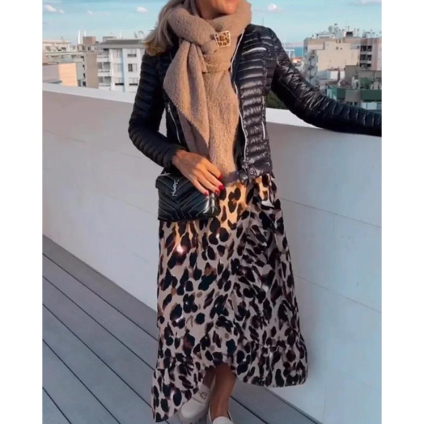 Marguerite™ - Robe à imprimé léopard avec col en V