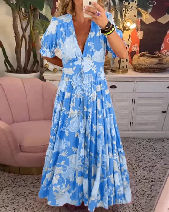 Isabeau™ - Robe Longue Confortable avec Col V et Poches