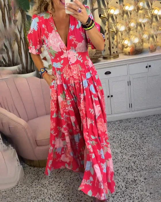 Isabeau™ - Robe Longue Confortable avec Col V et Poches