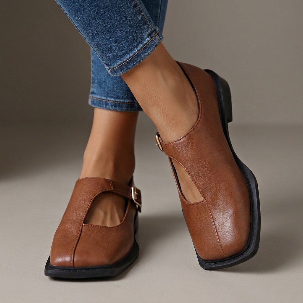 Anke - Chaussures femme à bout carré avec boucle