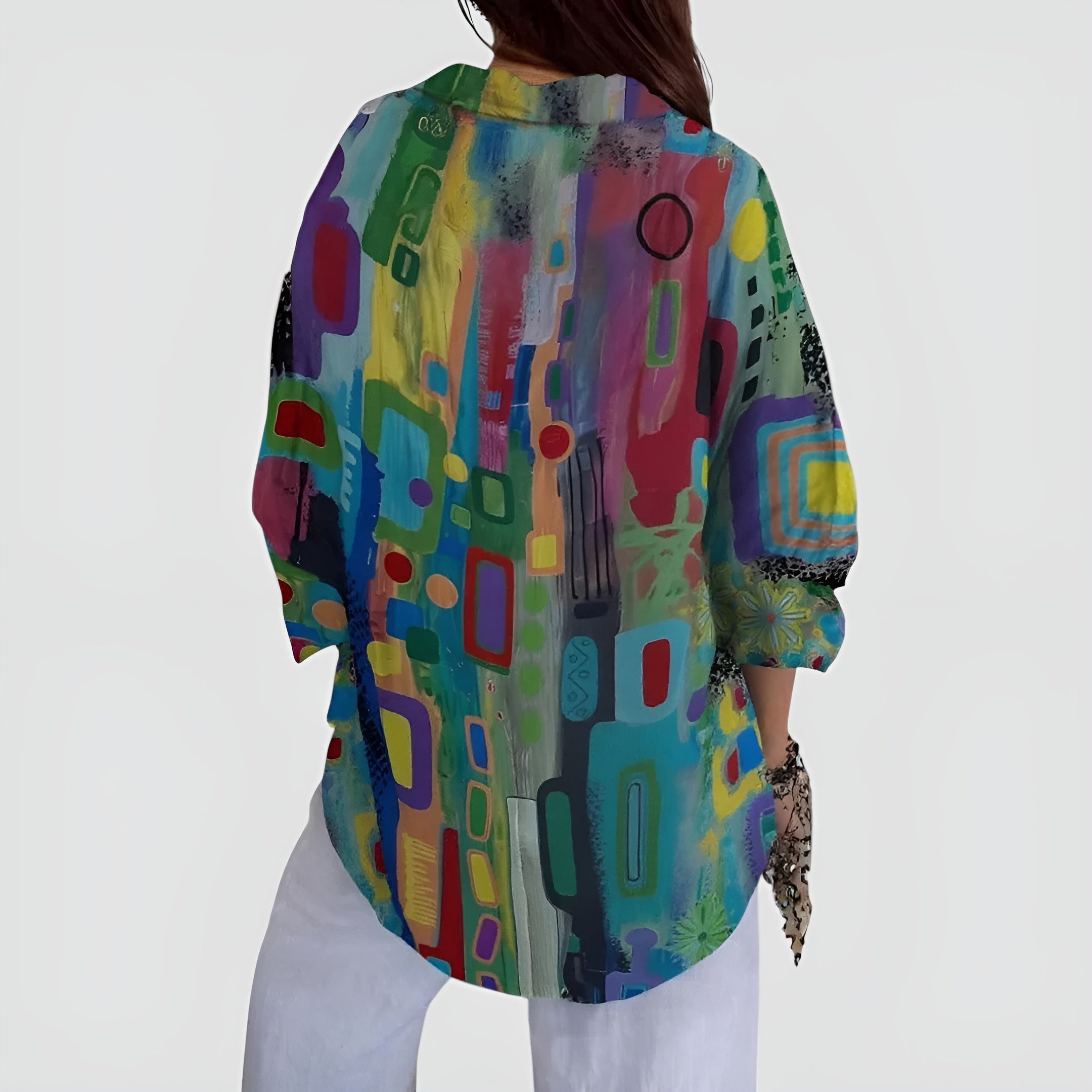 Cerelia™ - Blouse Confortable à Motif Géométrique pour un Style Moderne au Quotidien