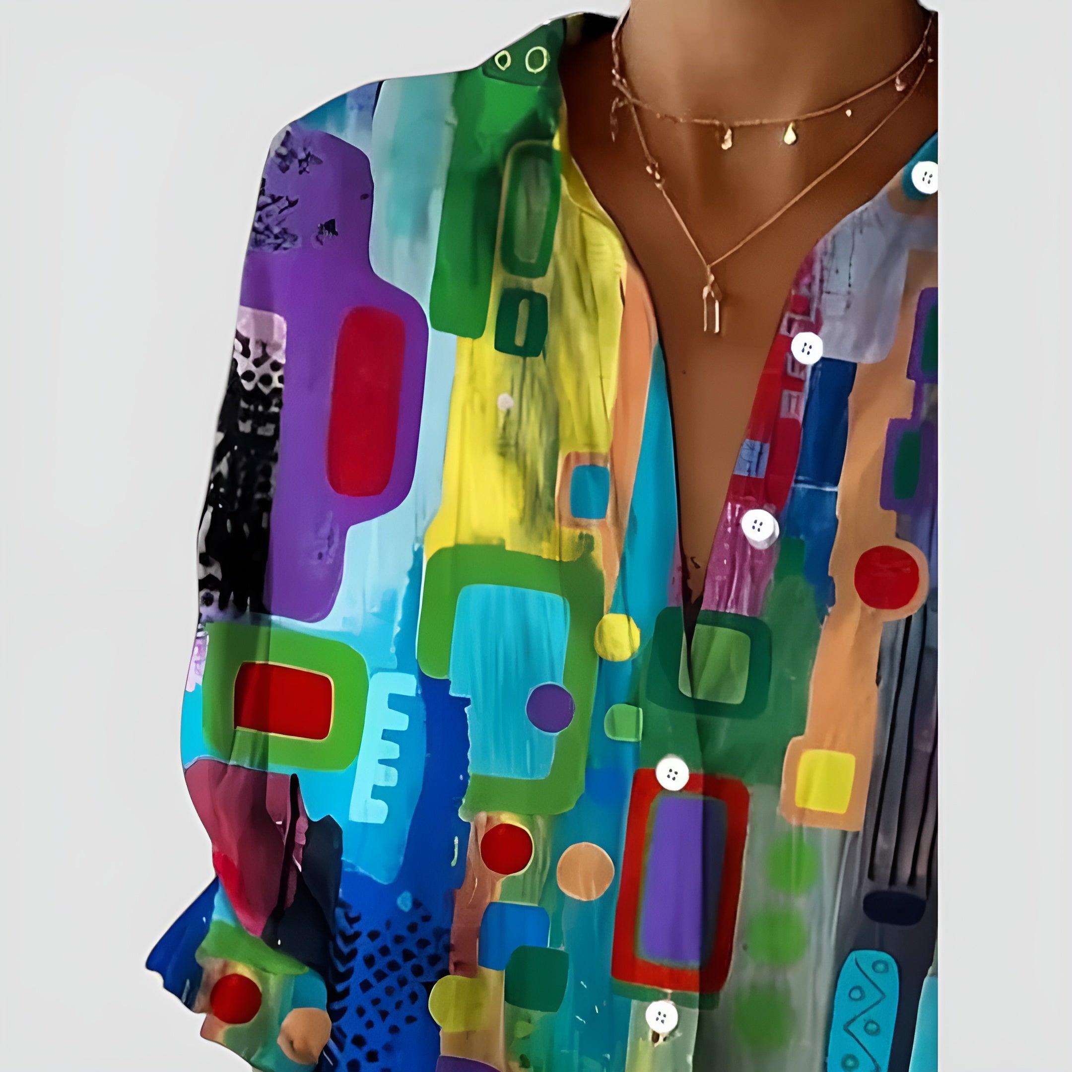 Cerelia™ - Blouse Confortable à Motif Géométrique pour un Style Moderne au Quotidien