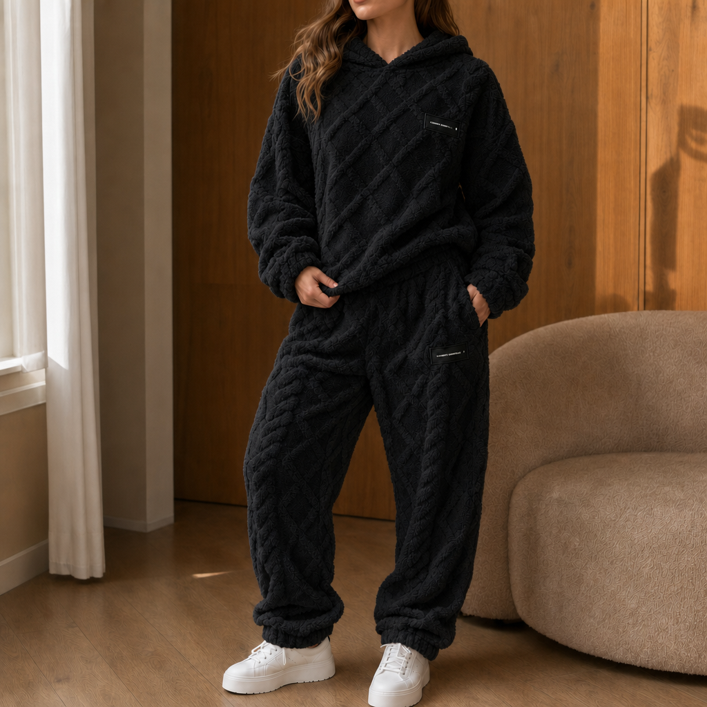 Catrien - Ensemble cocooning femme en polaire avec sweat à capuche et pantalon