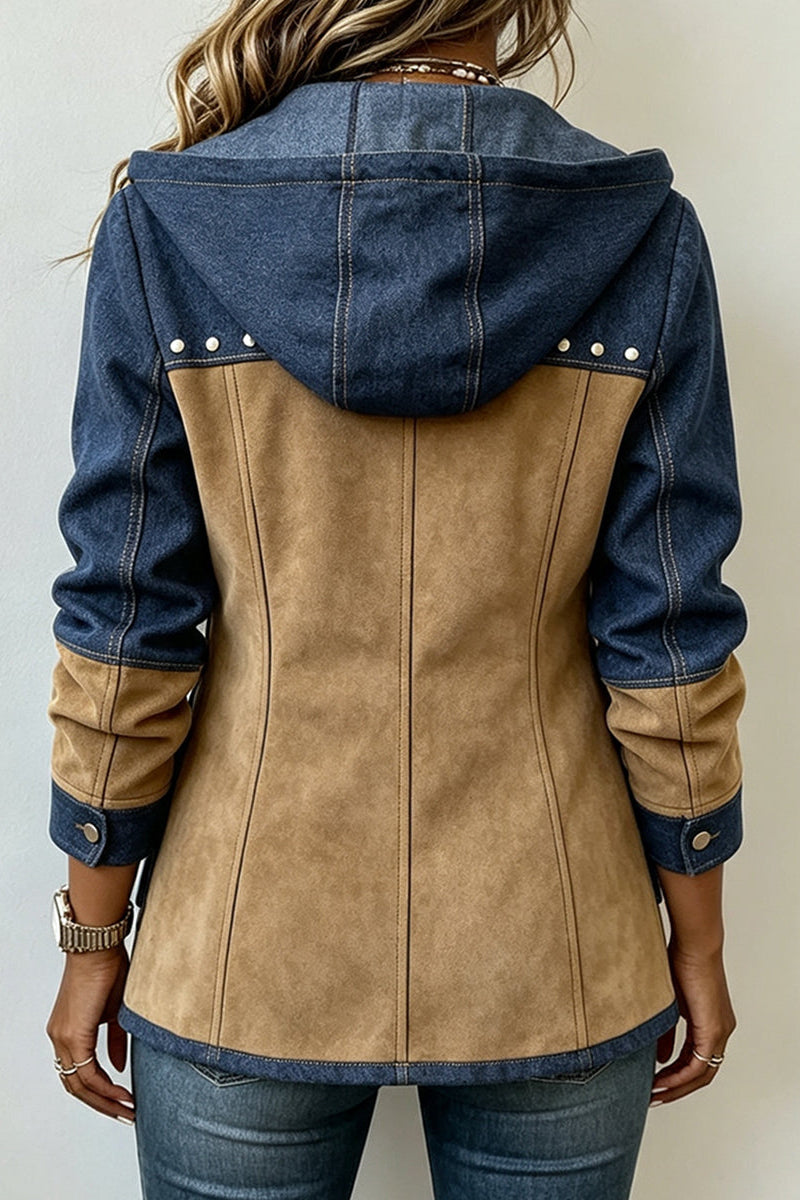 Koosje - Veste à Capuche Femme Bicolore avec Fermeture Éclair et Poches