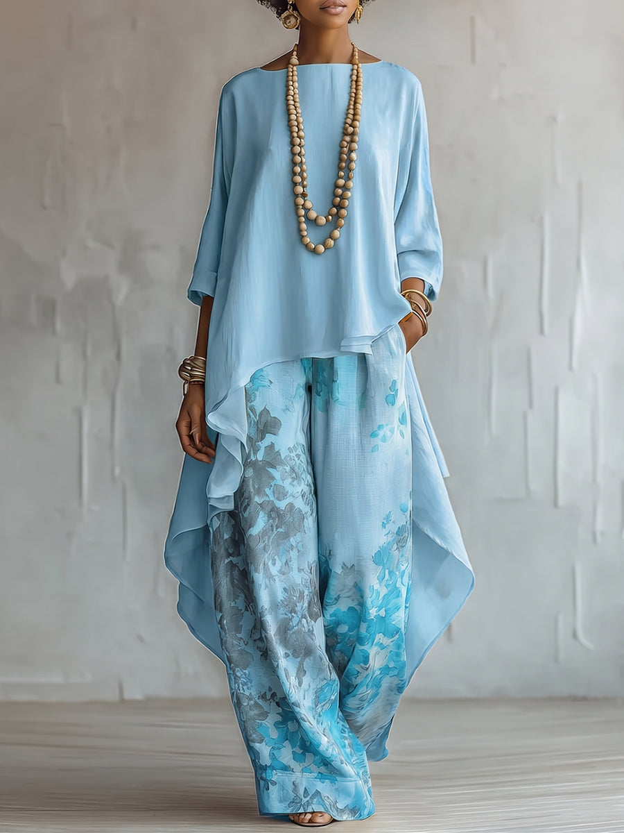 Glyndra - Ensemble femme bohème fluide avec pantalon floral