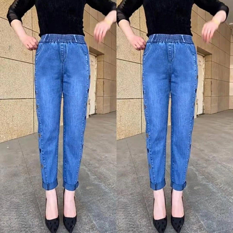 Soraya™ - Jeans hautement élastiques pour femmes avec broderie de motif cœur