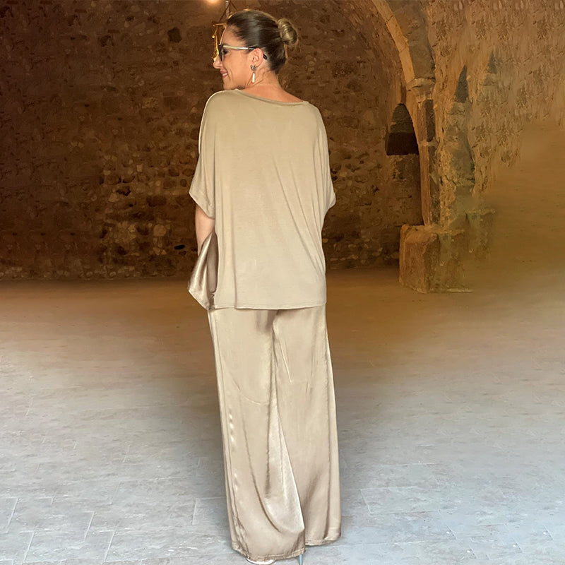 Laurie™ - Ensemble Deux Pièces Brillant Élégant Grande Taille avec Col en V