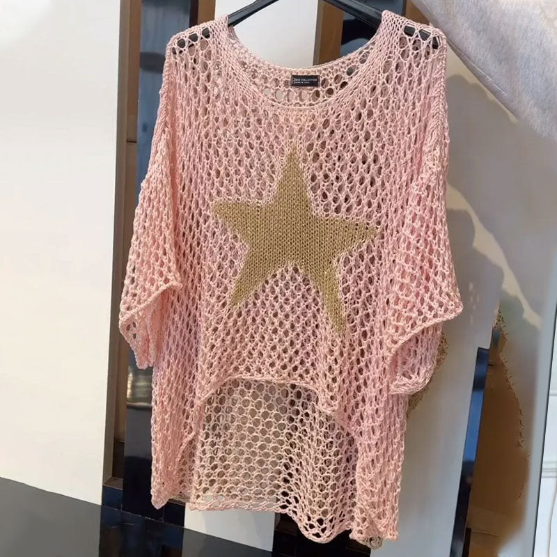 Honoria™ - Mode Femme Top en Crochet Tricot Réseau Col Rond