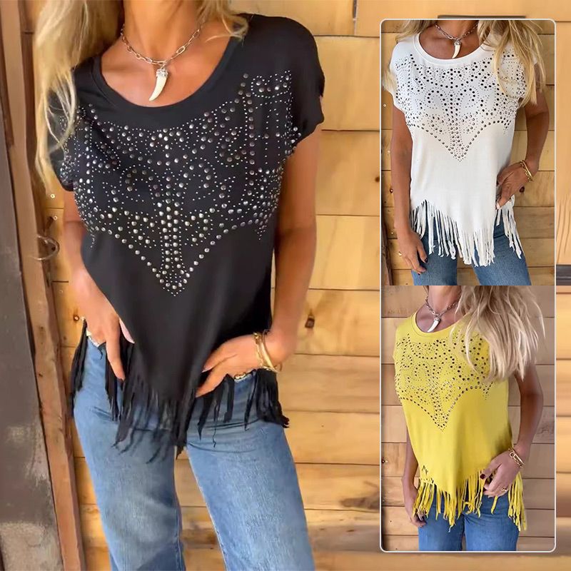 Céleste ™ - T-shirt femme imprimé frangé