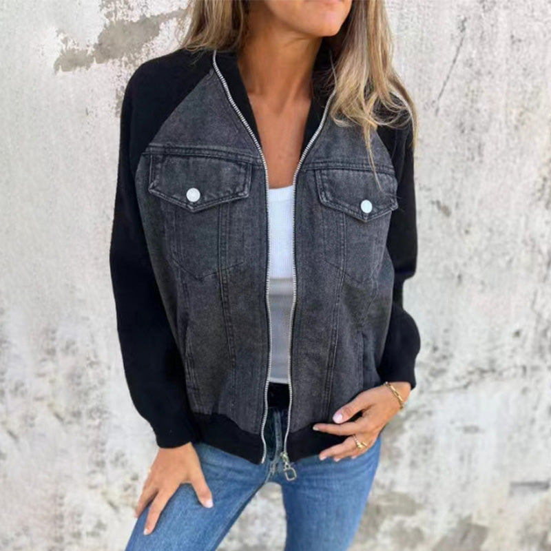Lilia™ - Veste en Jean à Fermeture Éclair