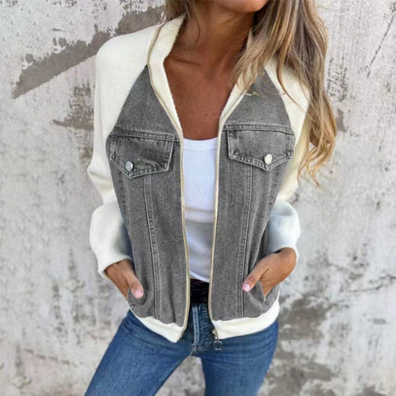 Lilia™ - Veste en Jean à Fermeture Éclair