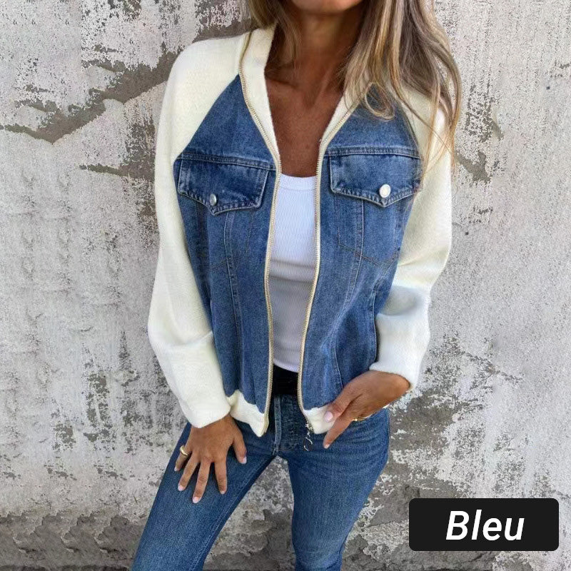 Lilia™ - Veste en Jean à Fermeture Éclair