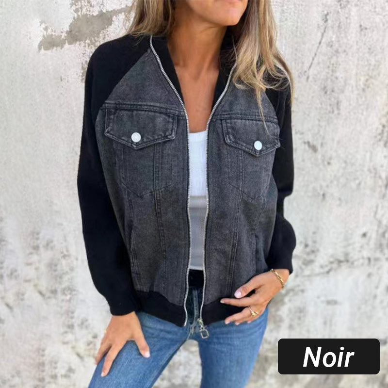 Lilia™ - Veste en Jean à Fermeture Éclair