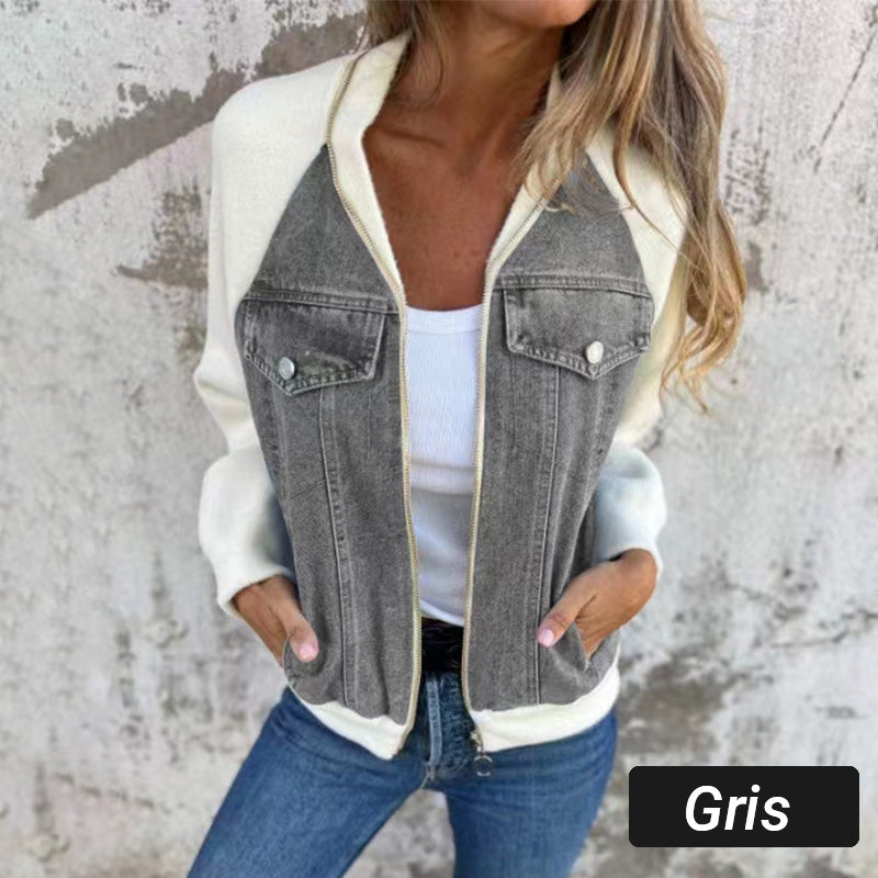 Lilia™ - Veste en Jean à Fermeture Éclair