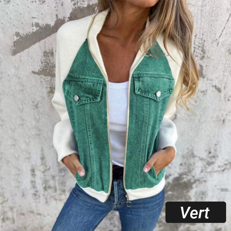 Lilia™ - Veste en Jean à Fermeture Éclair