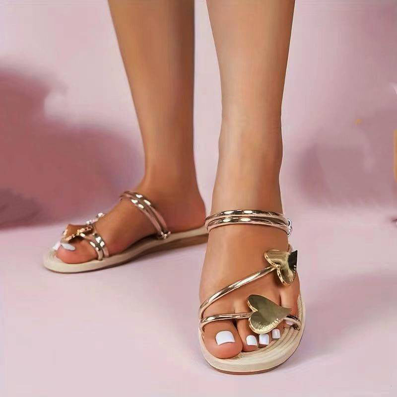 Isaline™ - Sandales Orthopédiques Plates à Bout Ouvert en Forme de Cœur