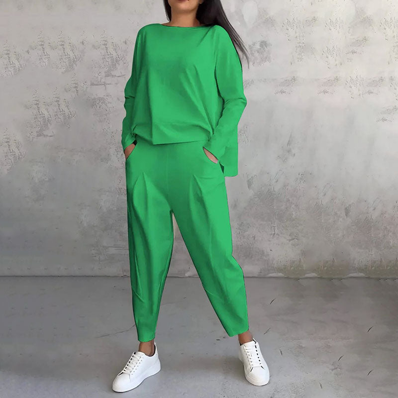 Ophélie™ - Manches longues avec col rond & Pantalon Ensemble 2 pièces