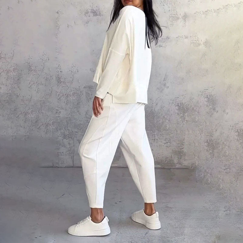 Ophélie™ - Manches longues avec col rond & Pantalon Ensemble 2 pièces