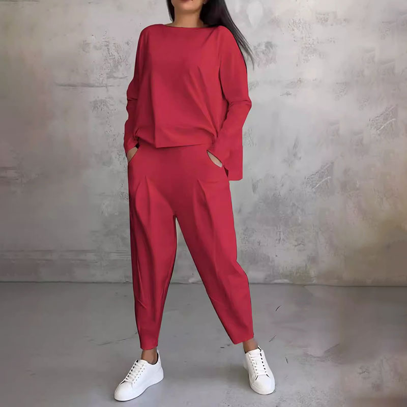 Ophélie™ - Manches longues avec col rond & Pantalon Ensemble 2 pièces