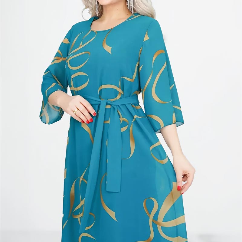 Blandine™ - Robe Élégante Midi à Manches Volantées