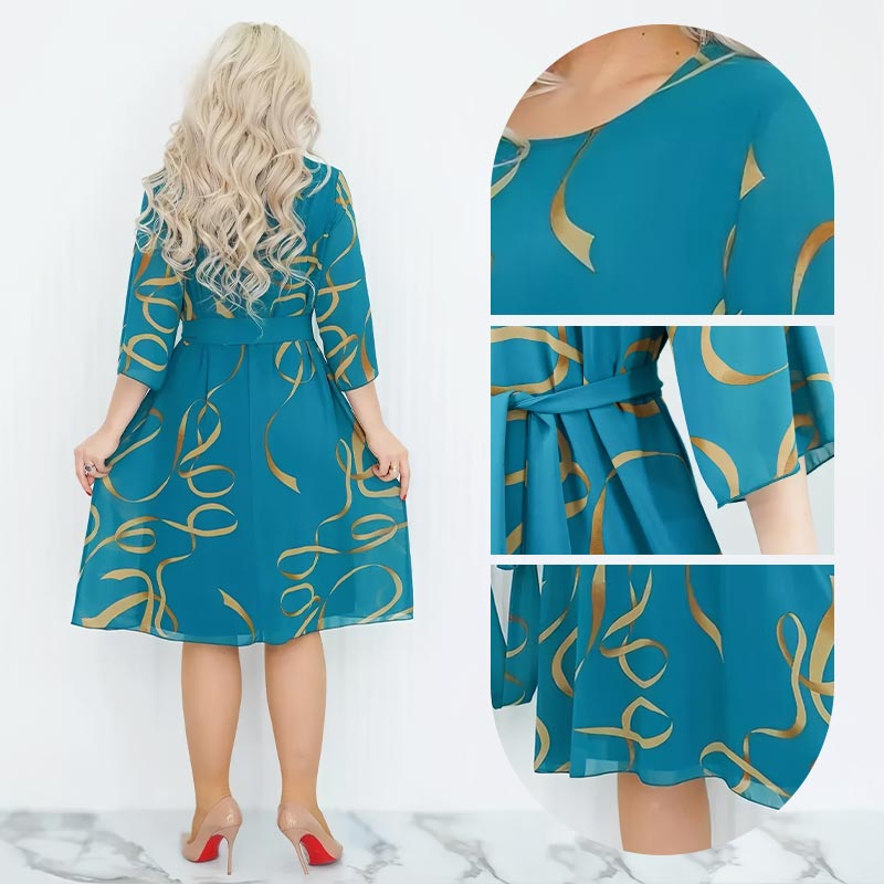 Blandine™ - Robe Élégante Midi à Manches Volantées