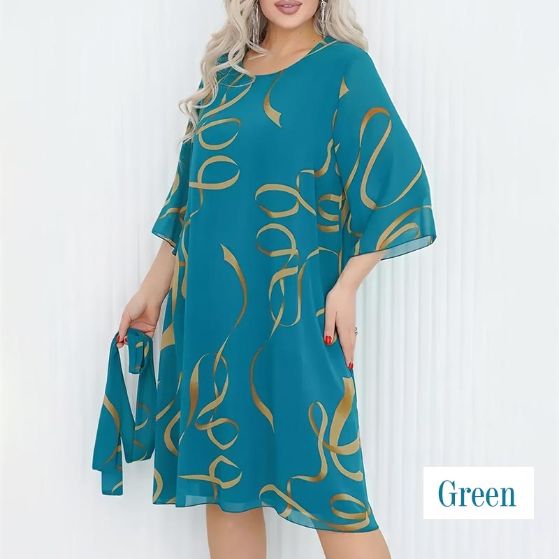 Blandine™ - Robe Élégante Midi à Manches Volantées