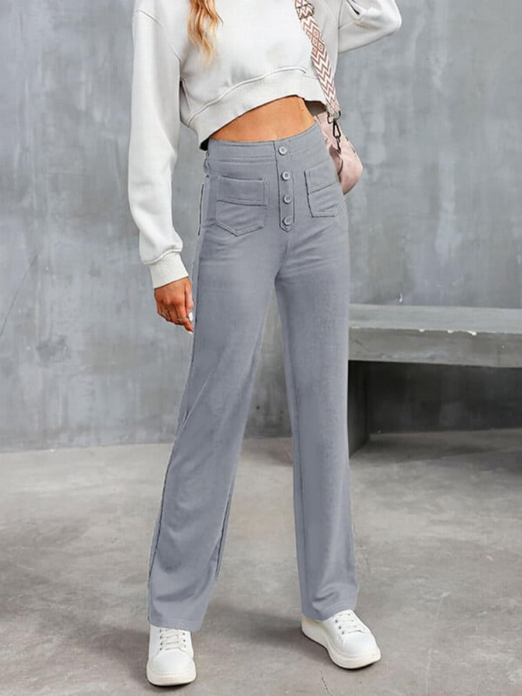 Nara™ - Haute élasticité - Pantalon décontracté taille haute à jambe droite