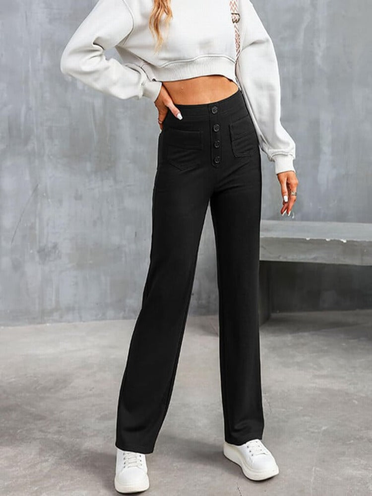 Nara™ - Haute élasticité - Pantalon décontracté taille haute à jambe droite