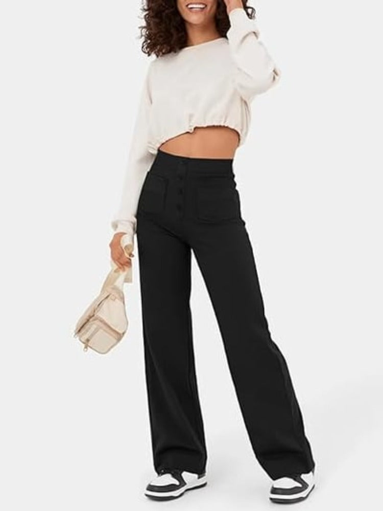 Nara™ - Haute élasticité - Pantalon décontracté taille haute à jambe droite