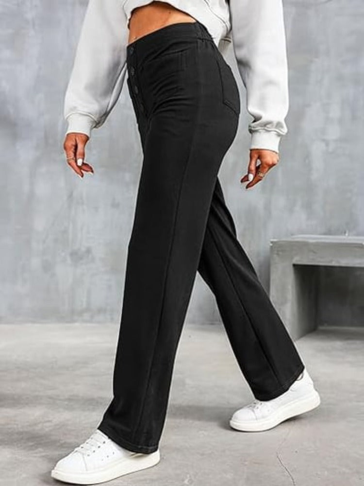 Nara™ - Haute élasticité - Pantalon décontracté taille haute à jambe droite