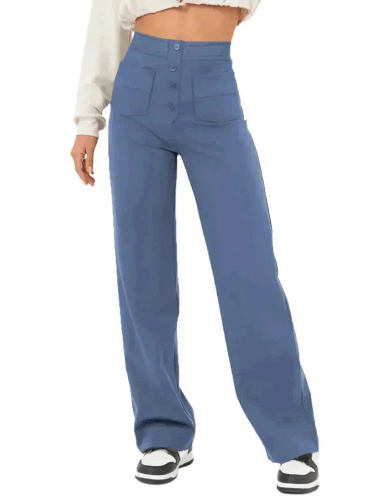 Nara™ - Haute élasticité - Pantalon décontracté taille haute à jambe droite
